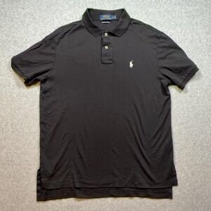 Polo Ralph Lauren Polo Shirt Mens Medium Black Pima Soft Touch Cotton Pony Logo